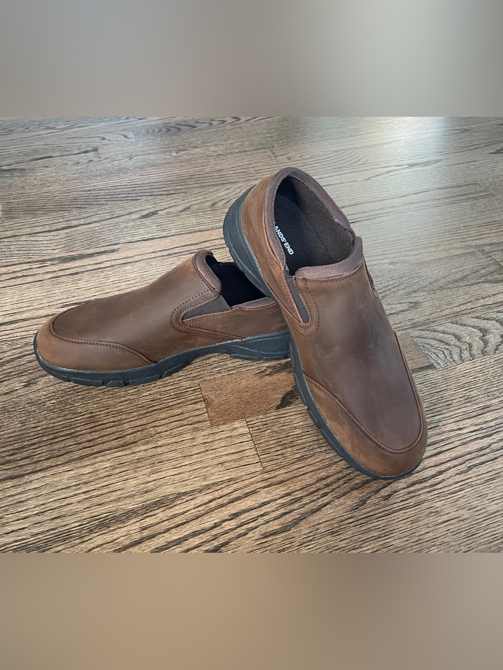 NWT Land’s End  Slip-On Mahogany Casual Leather Shoes size 10